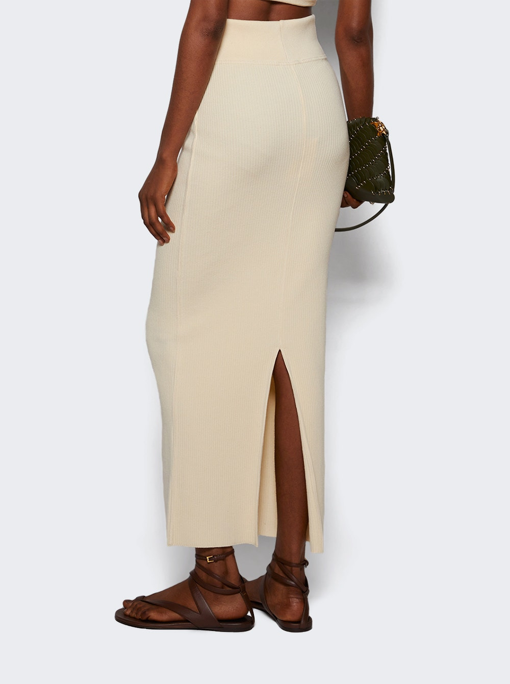 Knit Column Skirt Cream - 4