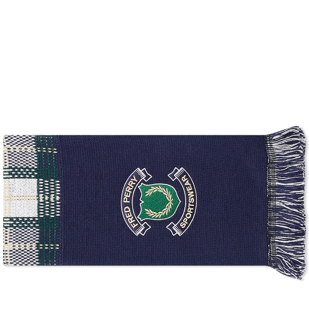 Fred Perry Crest Branded Tartan Scarf - 1