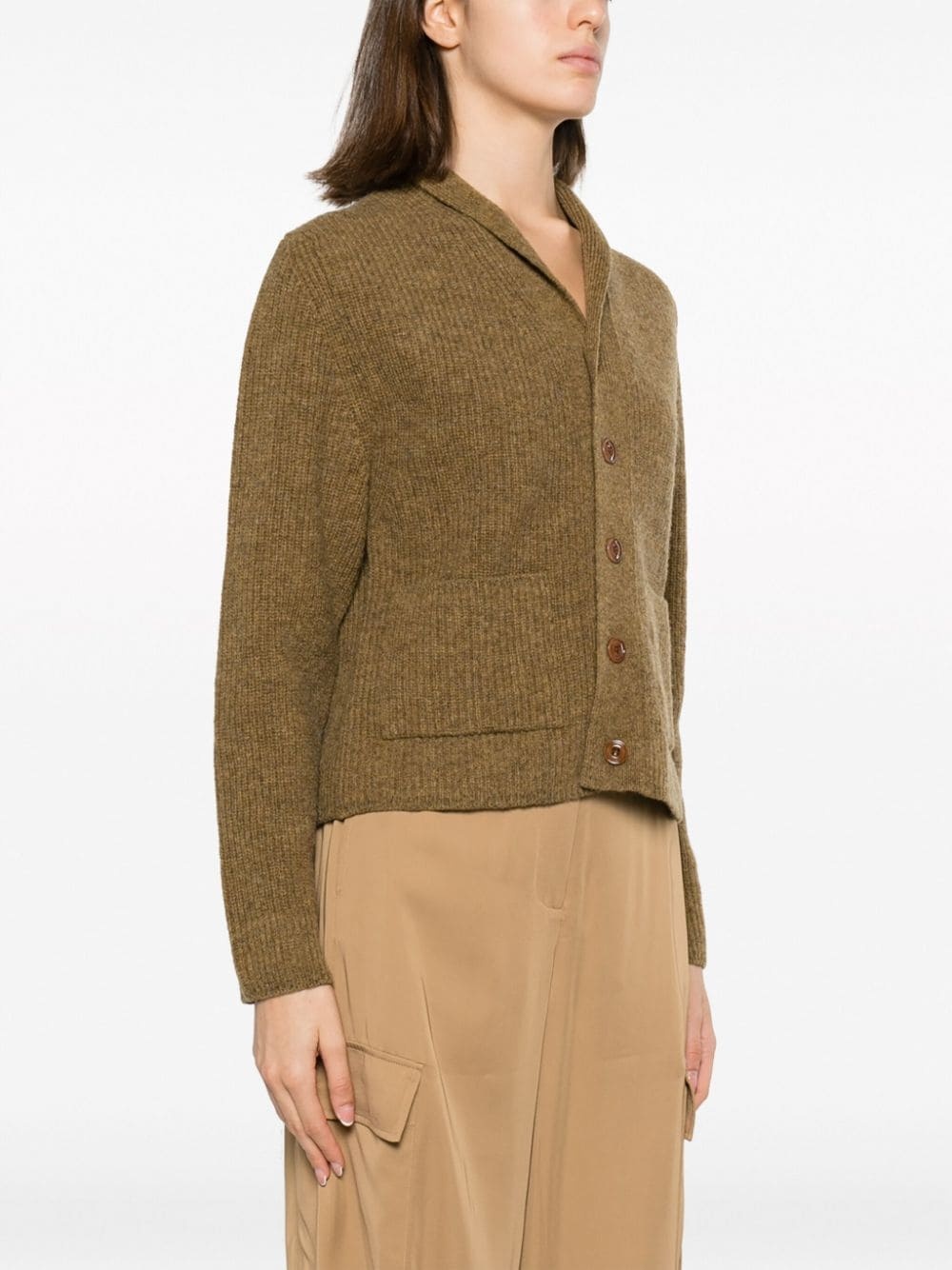 ribbed-knit wool cardigan - 3