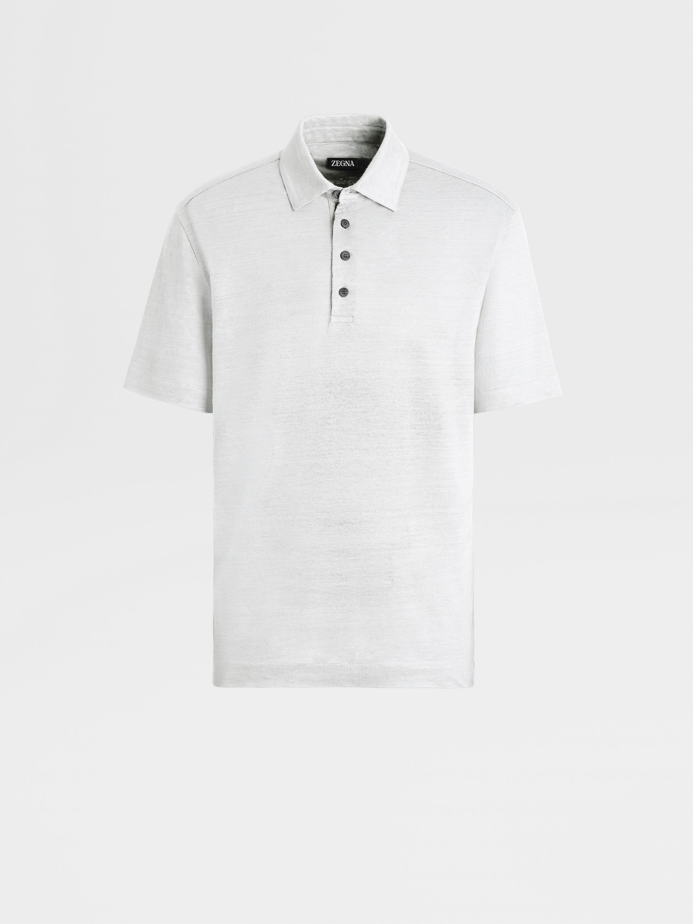 WHITE PURE LINEN SHORT-SLEEVE POLO - 1