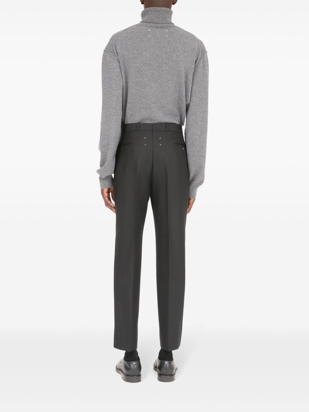 four-stitch wool-blend trousers - 4