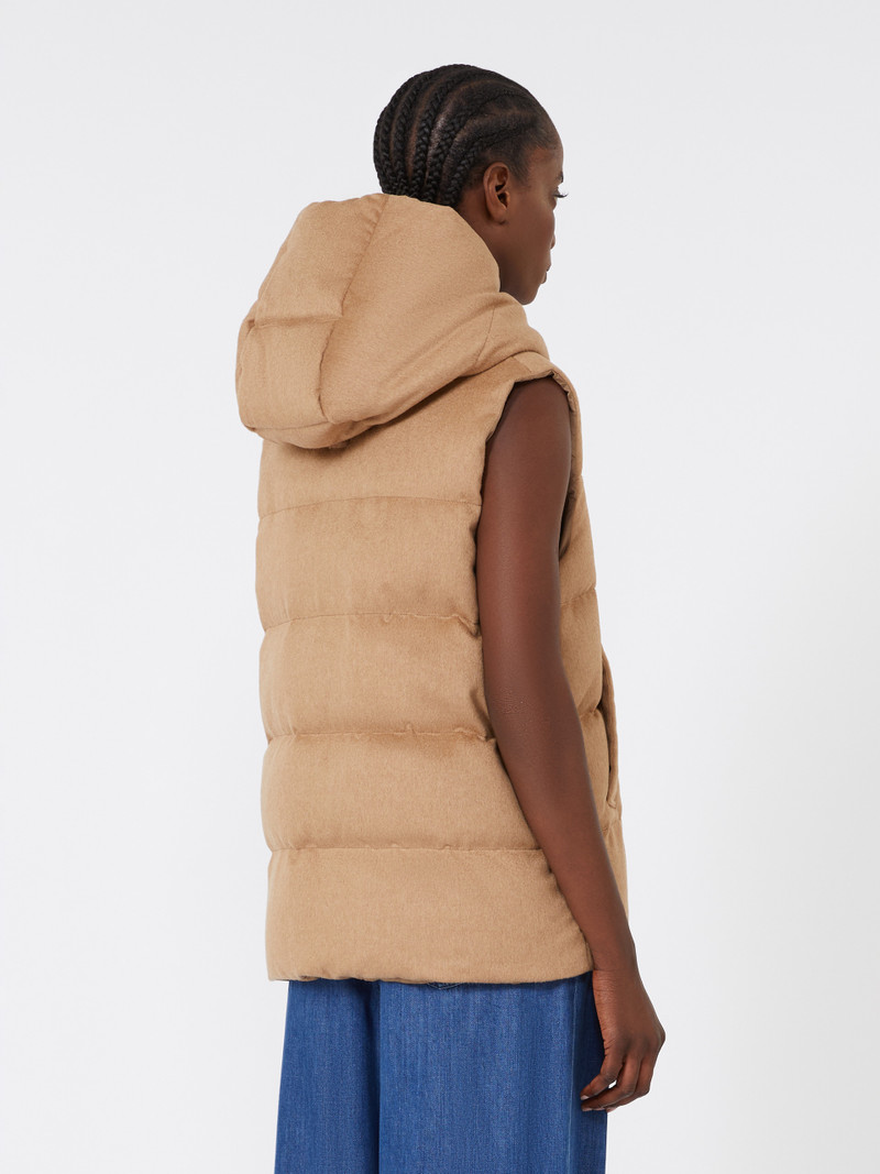 DELFY Reversible padded gilet in camel and water-repellent taffeta 4