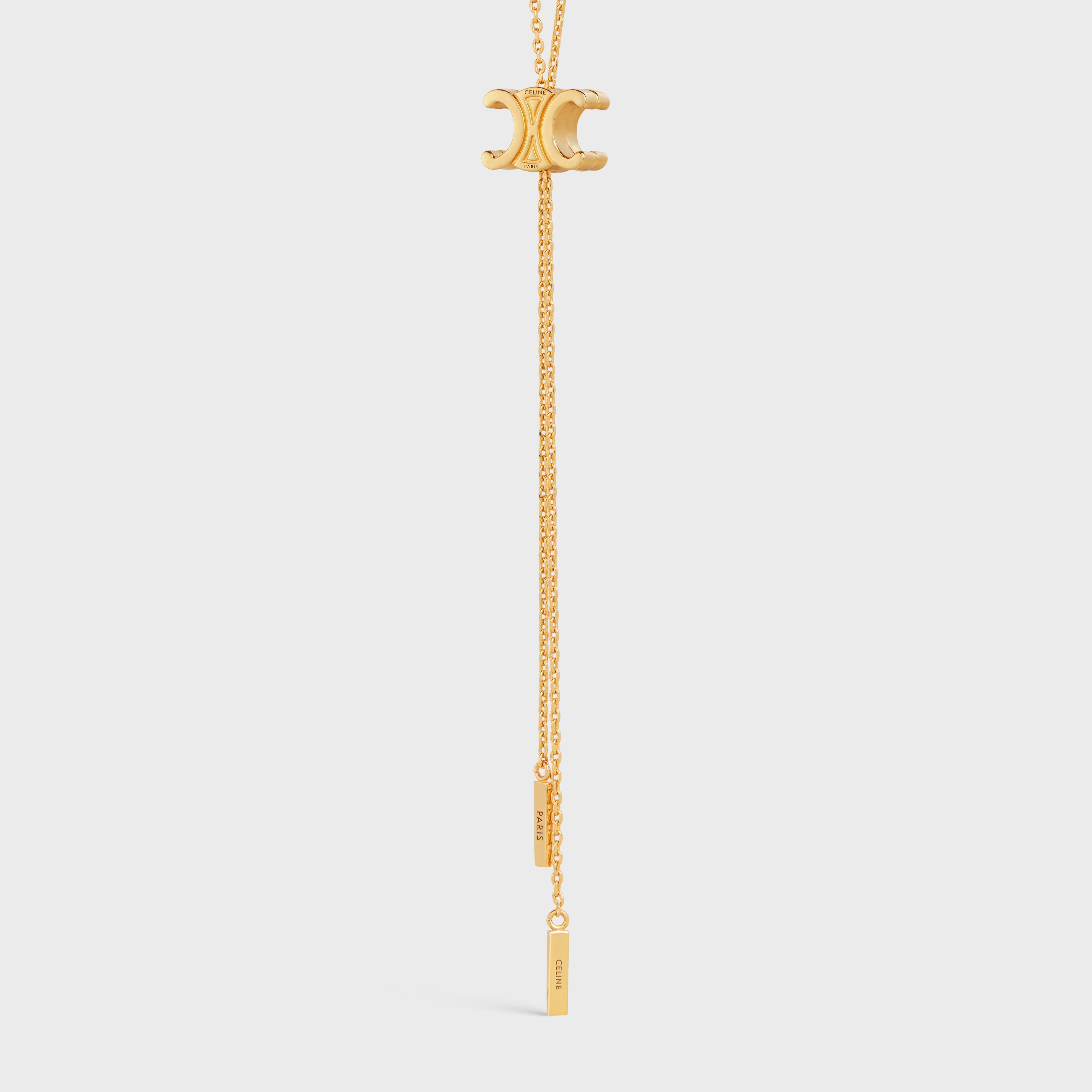 CELINE Triomphe Sliding Necklace in Brass with Gold Finish | REVERSIBLE