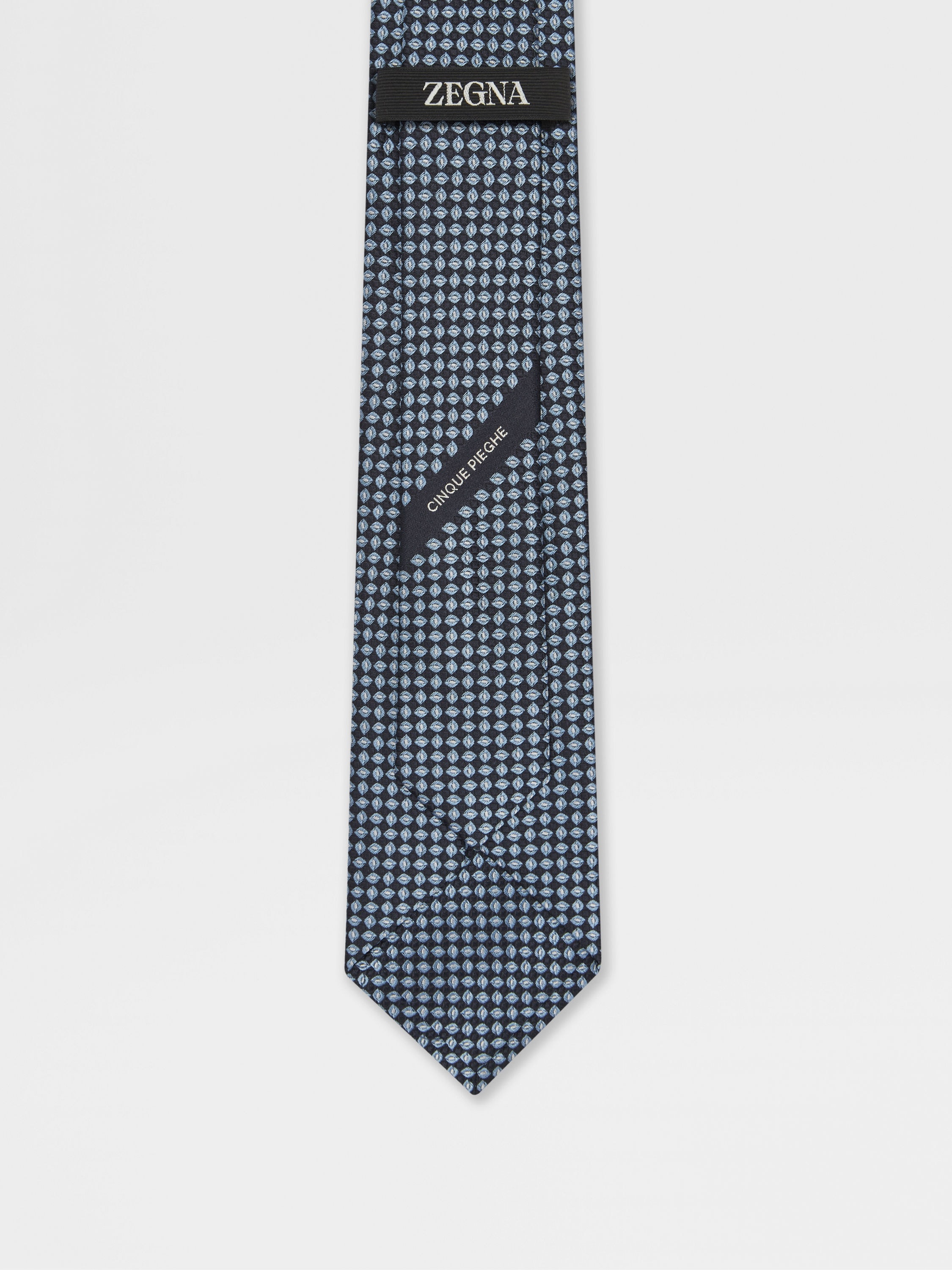 DARK BLUE CINQUE PIEGHE SILK TIE - 3