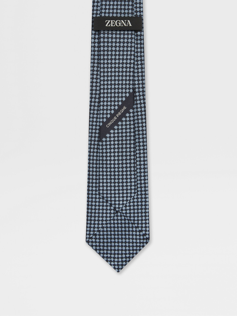 DARK BLUE CINQUE PIEGHE SILK TIE 3