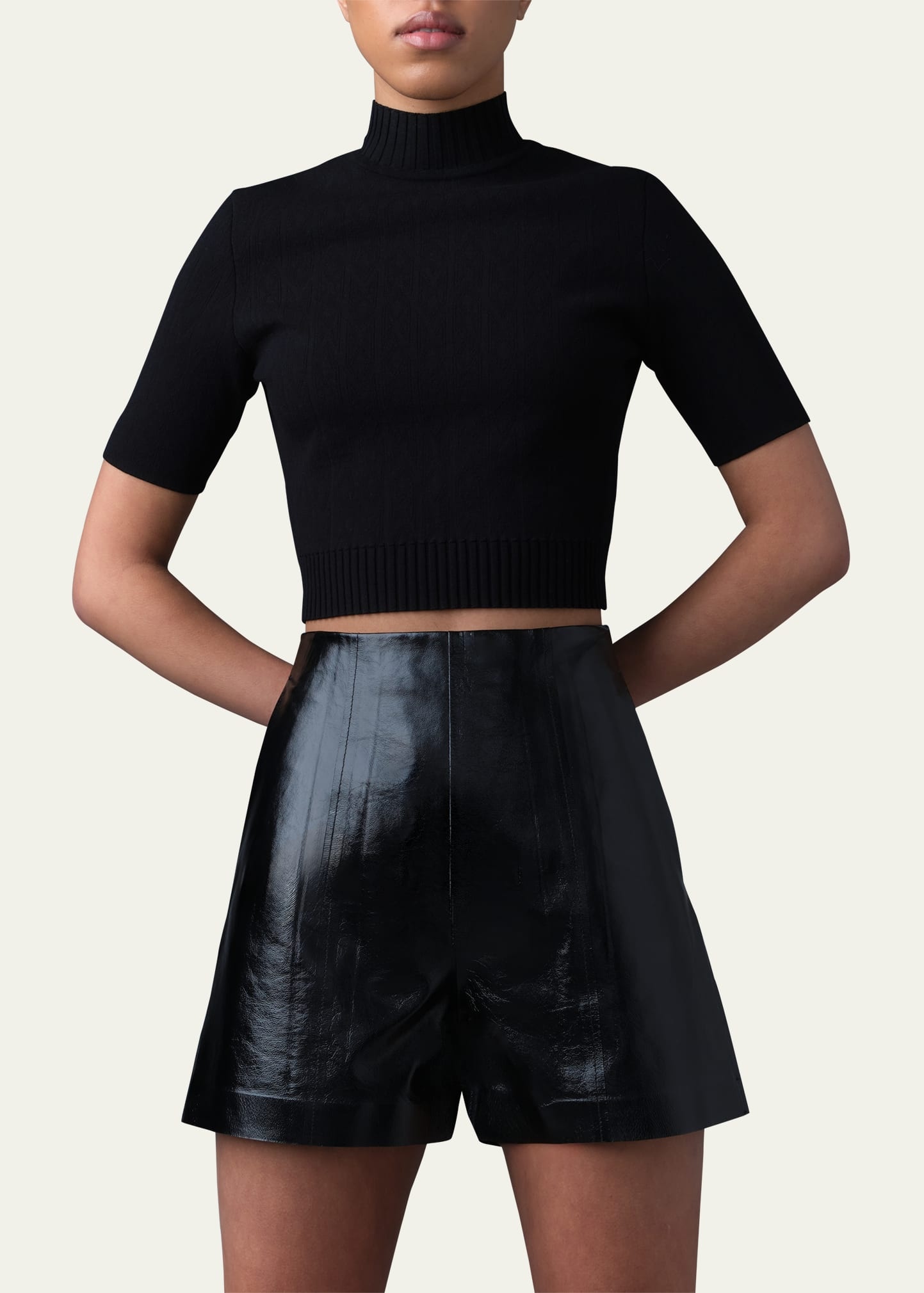 Dava Paneled Patent Leather Shorts - 5