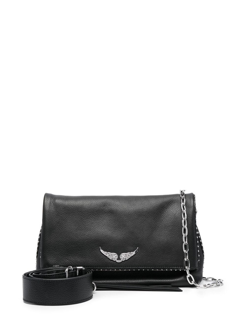 logo-plaque leather shoulder bag 6