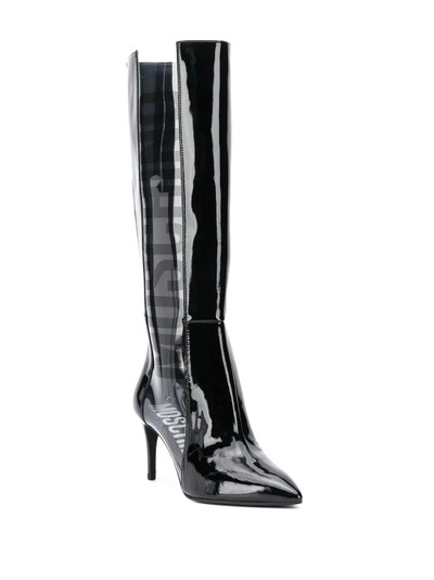 Moschino logo-panel knee-high boots outlook