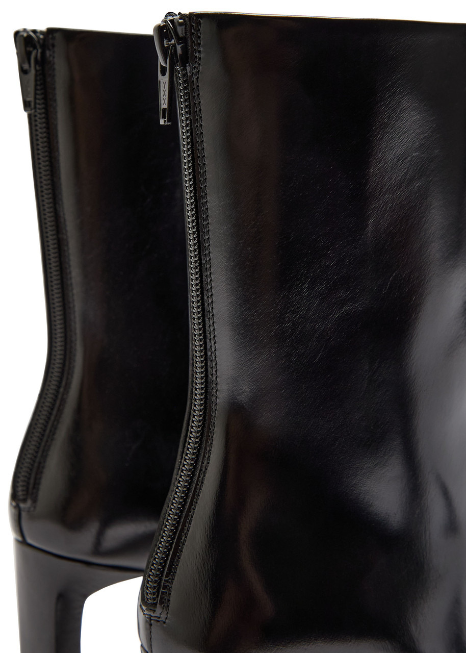 Toteme 80 Glossed Leather Mid-calf Boots - 4