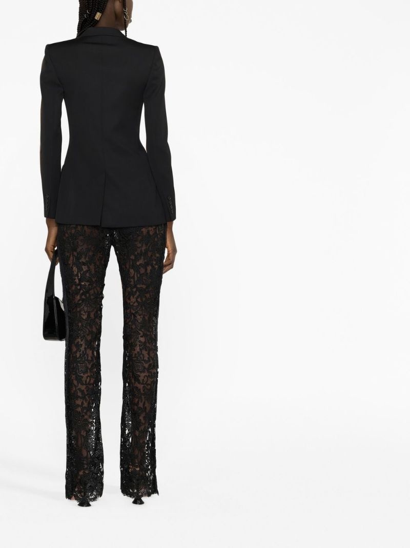 guipure lace wide-leg trousers - 4