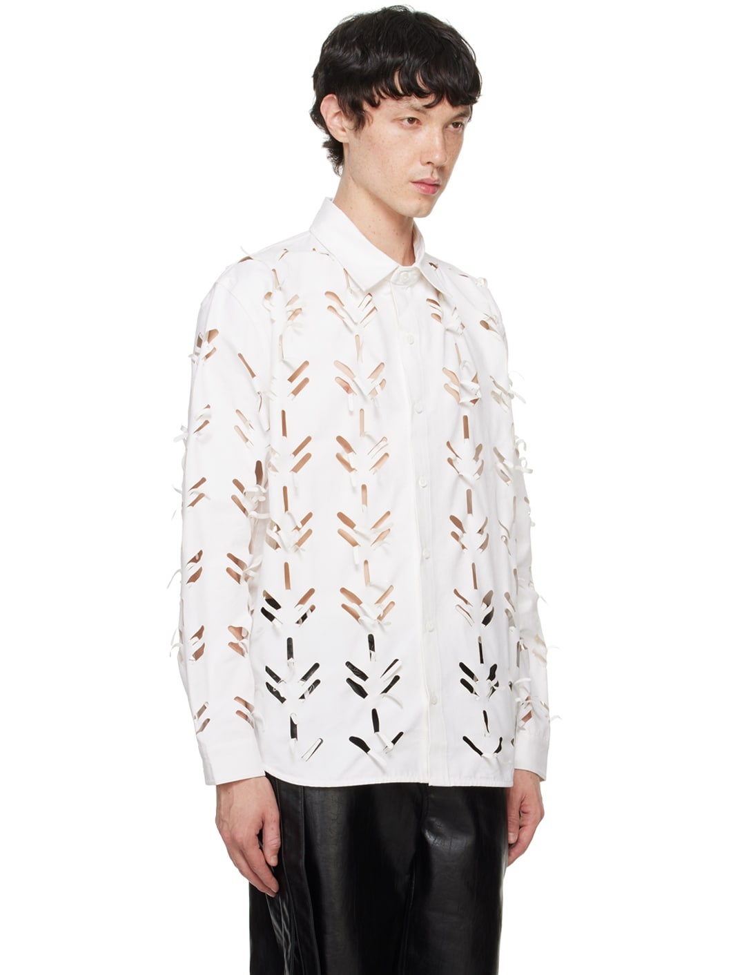 White Laser-Slashed Shirt - 2