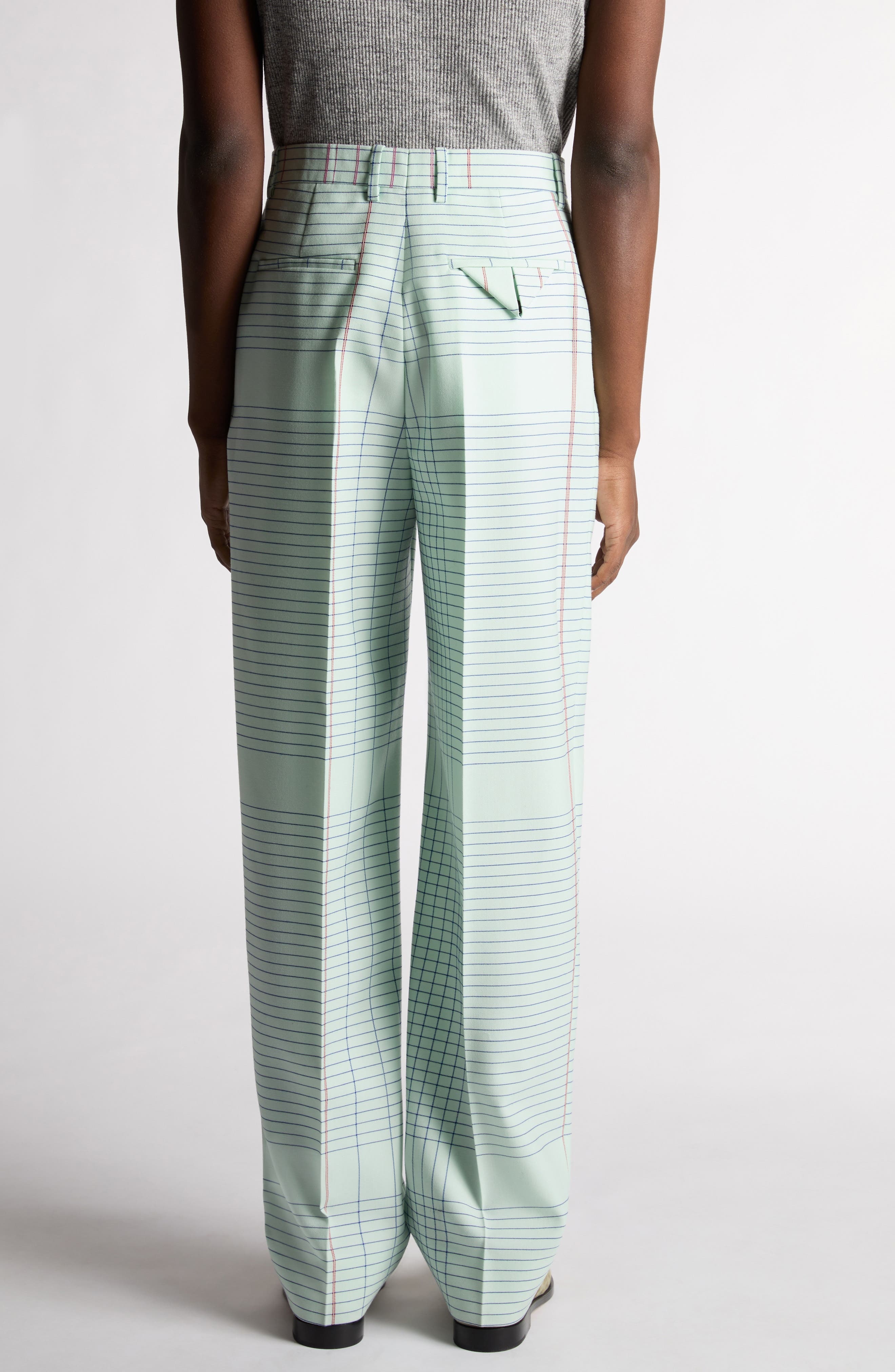 Bottega Veneta Notebook Wool Twill Trousers in 3883 Dewdrop/Pink/Blue at Nordstrom - 3