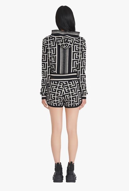 Bicolor knit shorts with Balmain monogram - 3