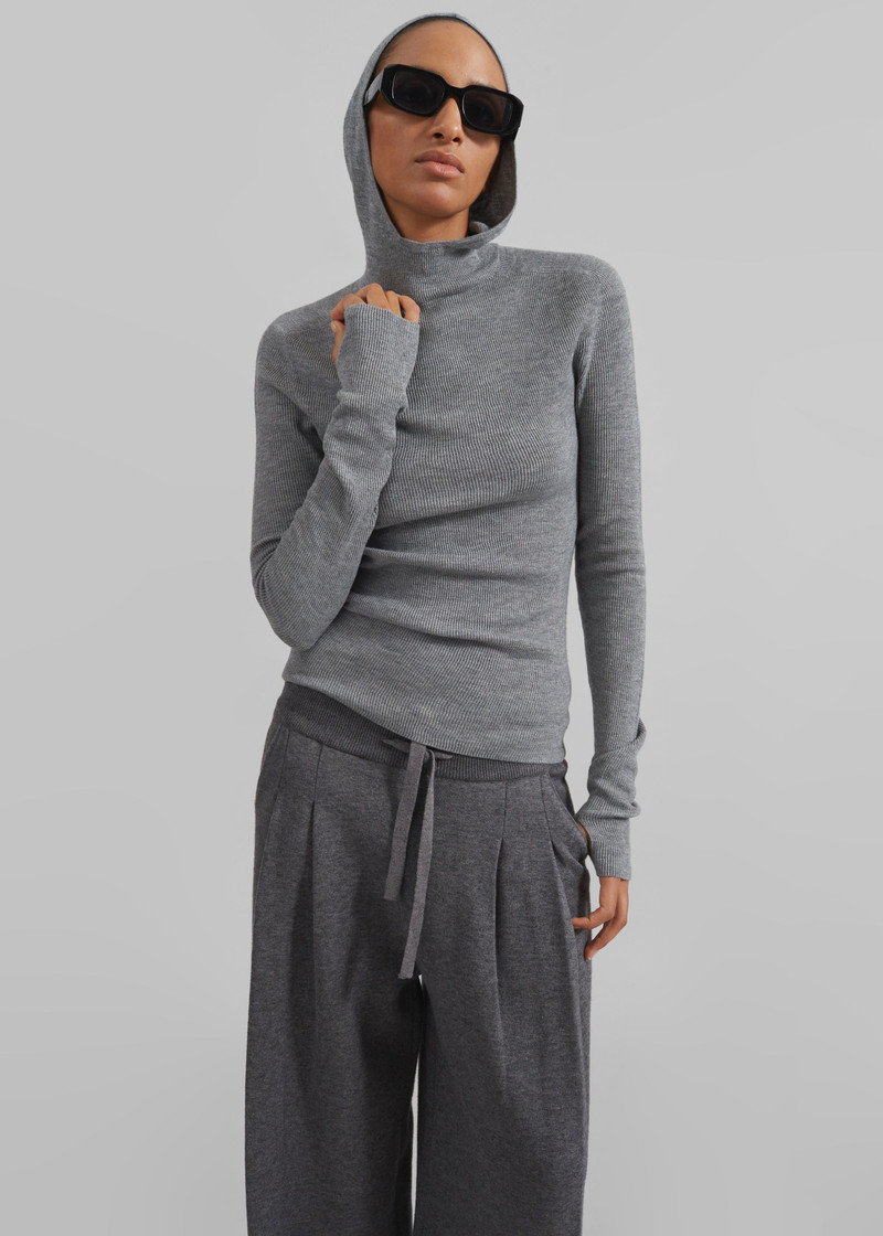 Danae Hooded Knit Top - Grey 9