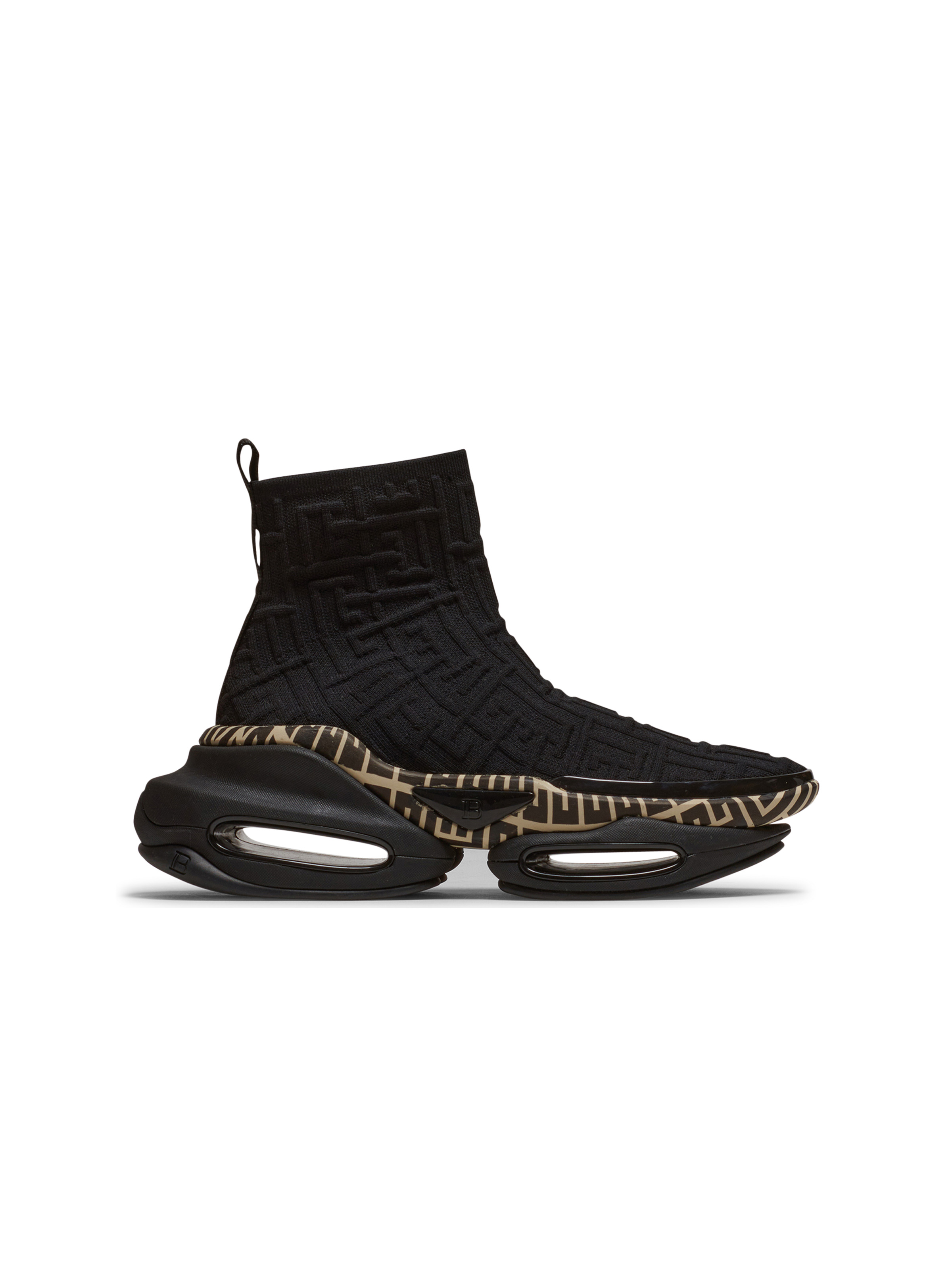 B-Bold knit high-top trainers with Balmain monogram - 1