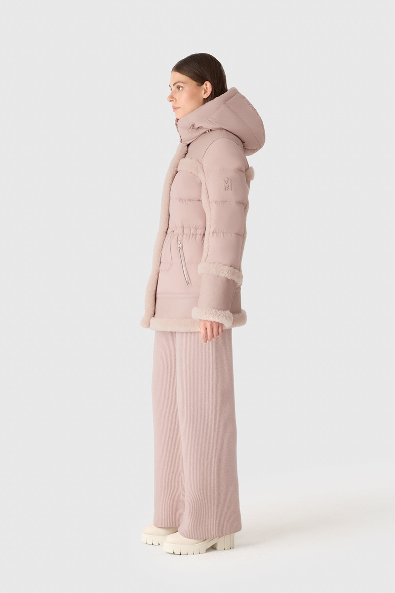 LILIBETH Mixed-media shearling down parka 3