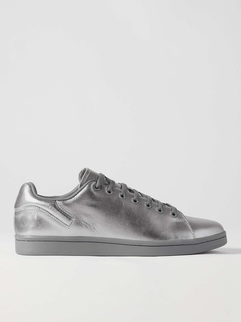Raf Simons Orion Logo-Print Metallic Leather Sneakers outlook