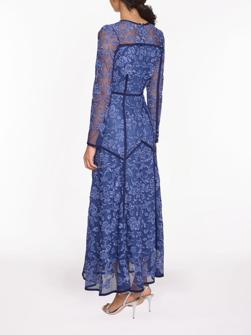 Marchesa CORDED LACE DEEP V BUTTON MAXI DRESS outlook
