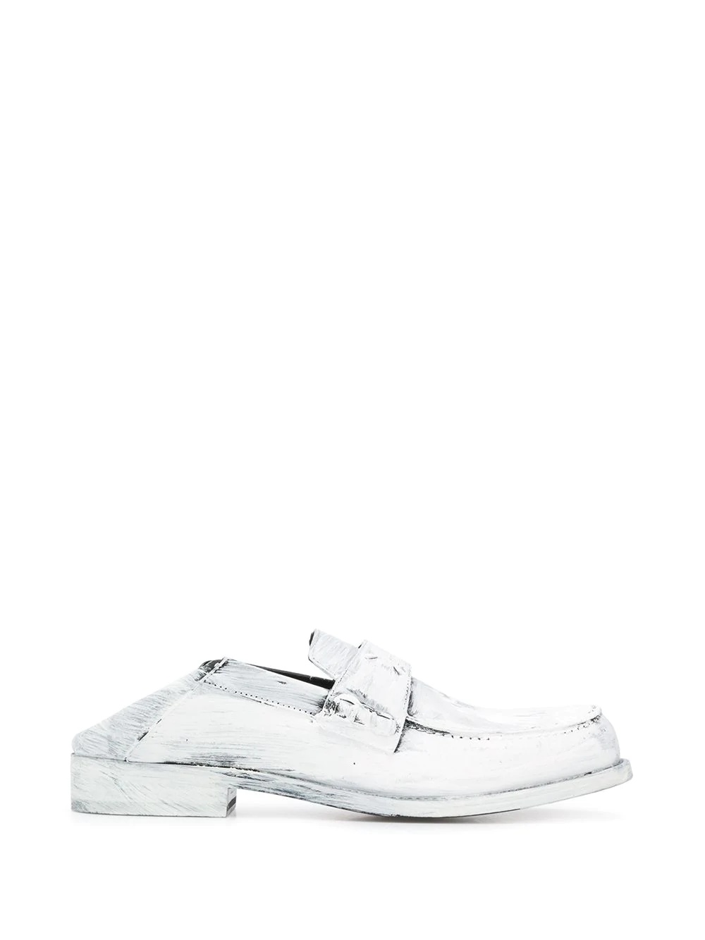 paint-effect leather loafers - 5