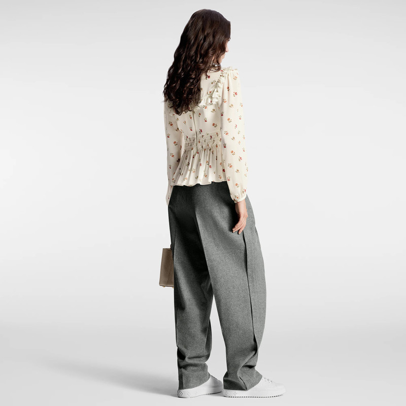 Floral Print Ruffle Trim Blouse 3