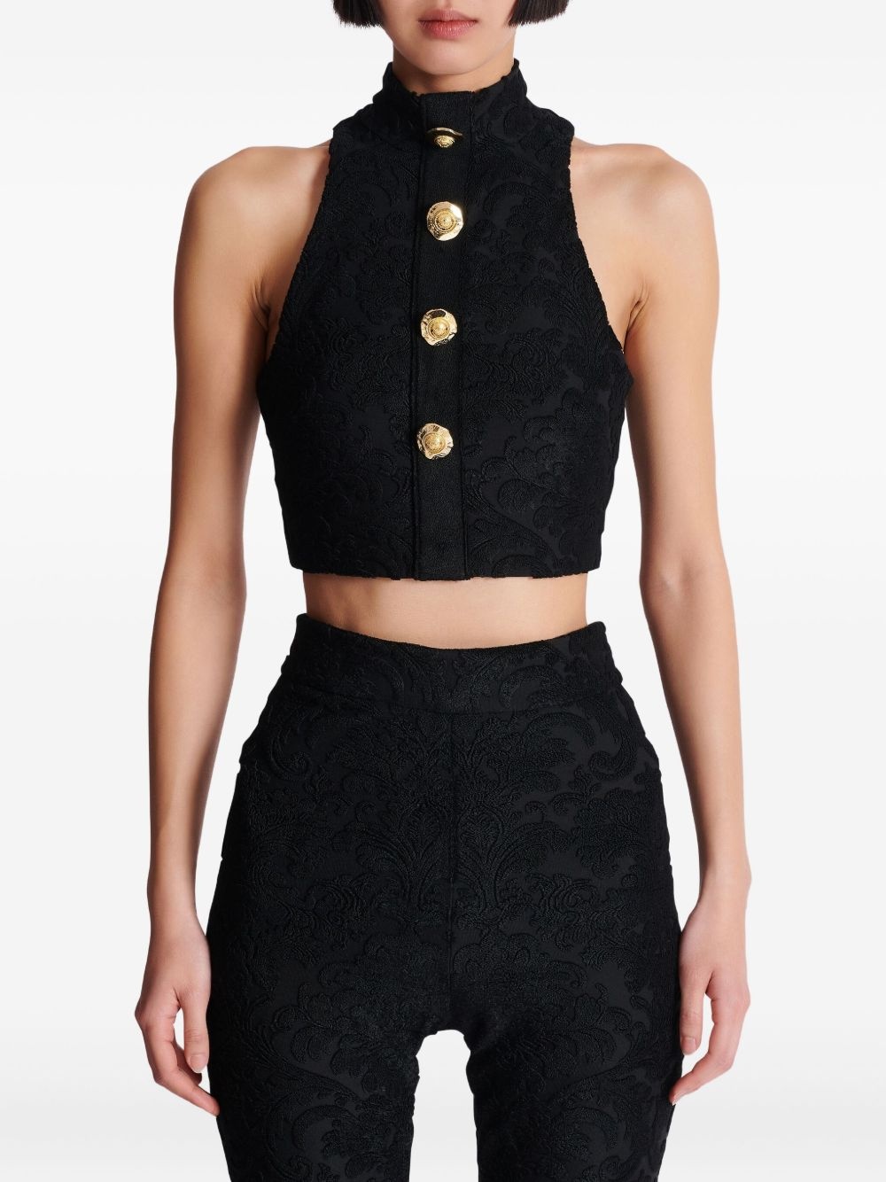 baroque-pattern buttoned top - 5