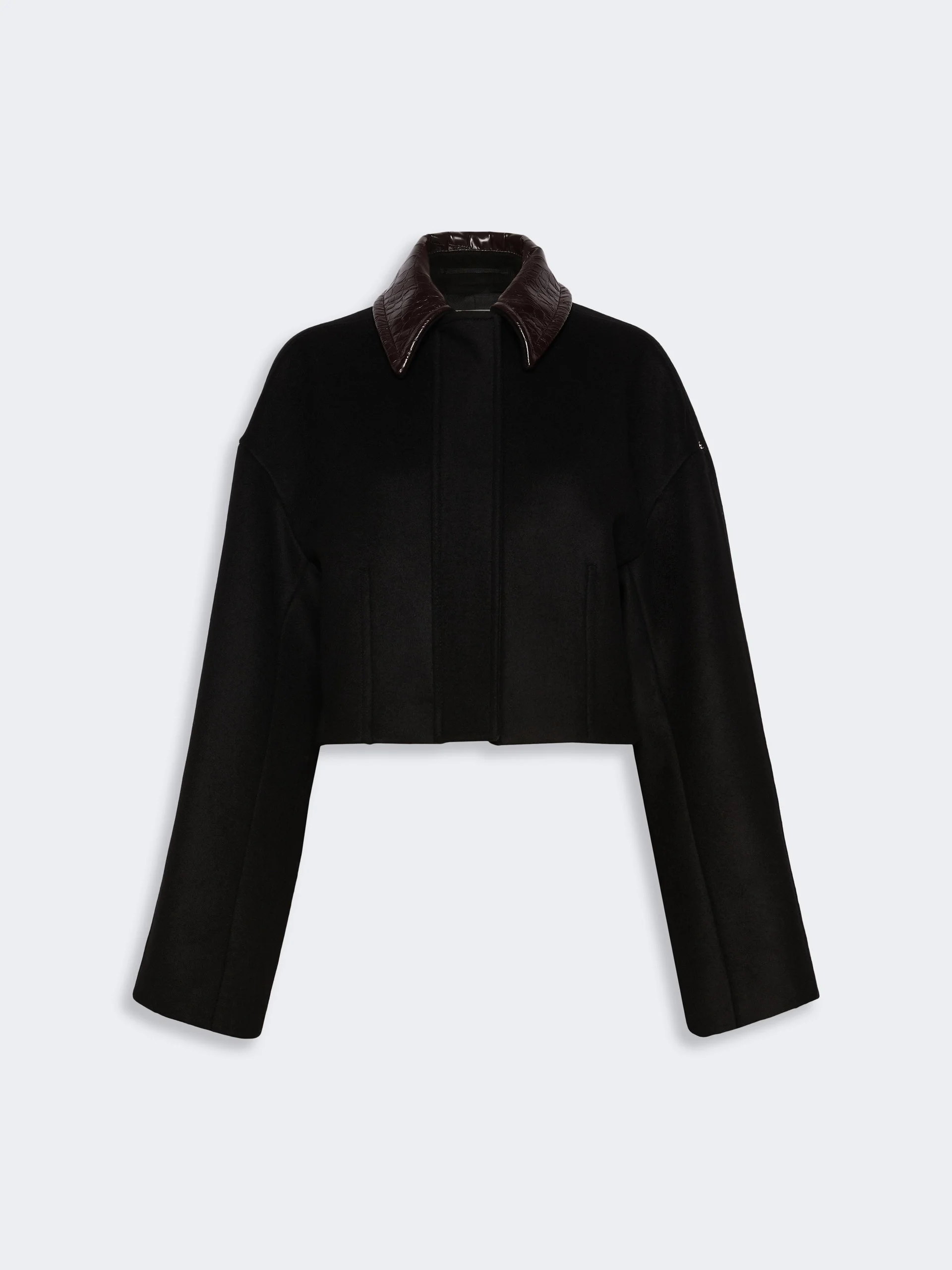 VOLUME Boxy pure wool jacket - BLACK - 1