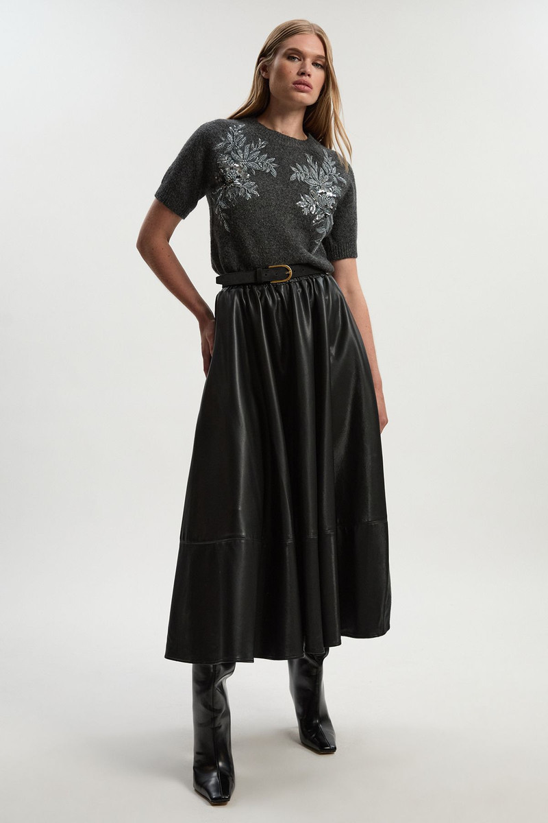 KAREN MILLEN Archive Floral Embellished Cosy Wool Blend Top outlook