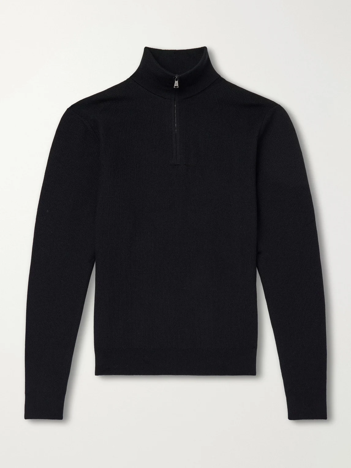 Wool-Piqué Half-Zip Sweater - 1