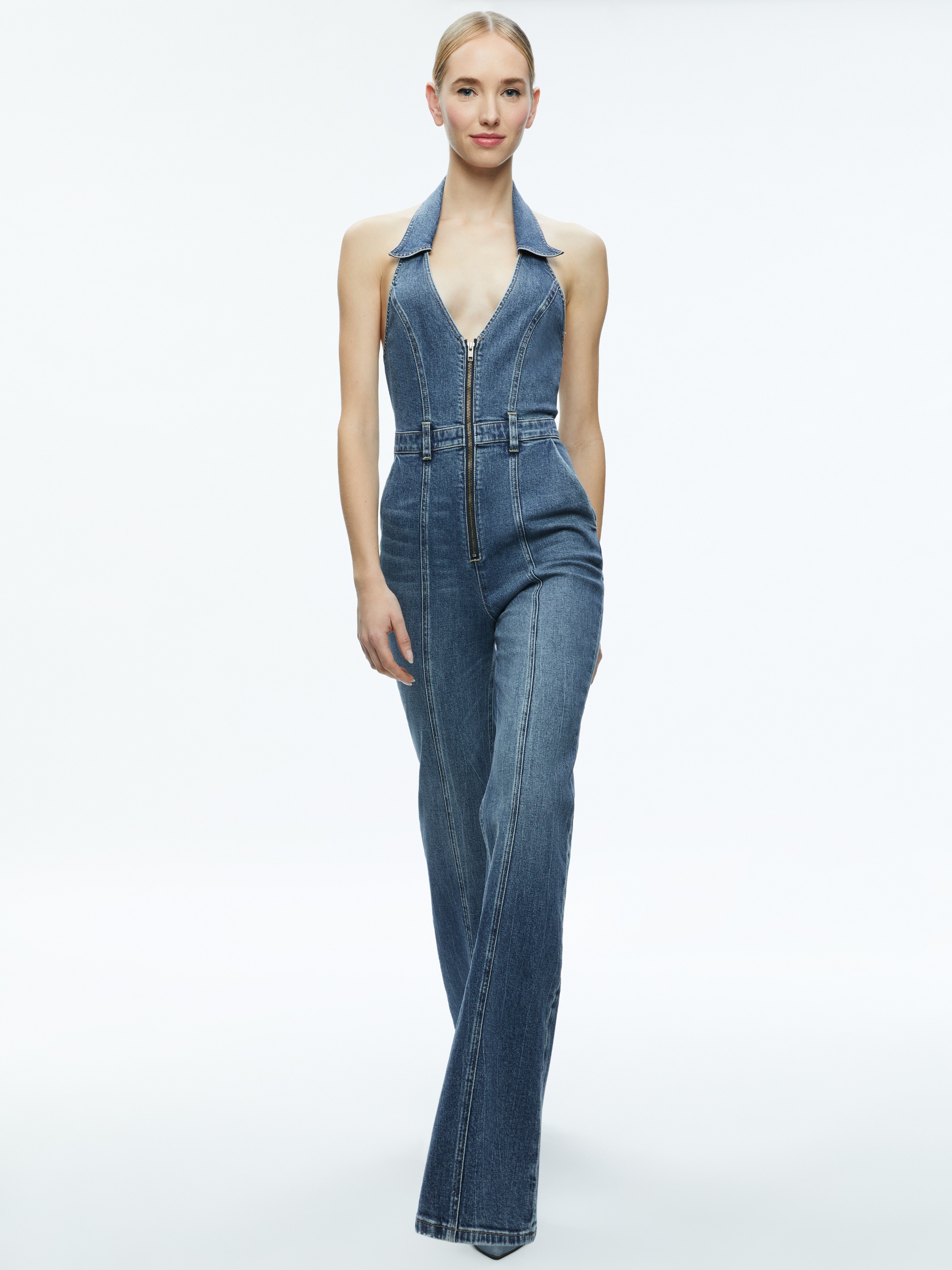 NOEMI HALTER NECK DENIM JUMPSUIT - 6