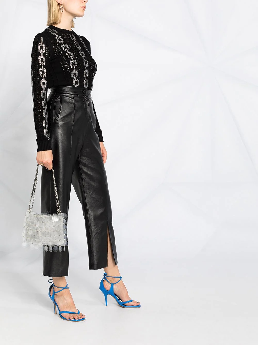 crystal-embellished chain-link jumper - 4