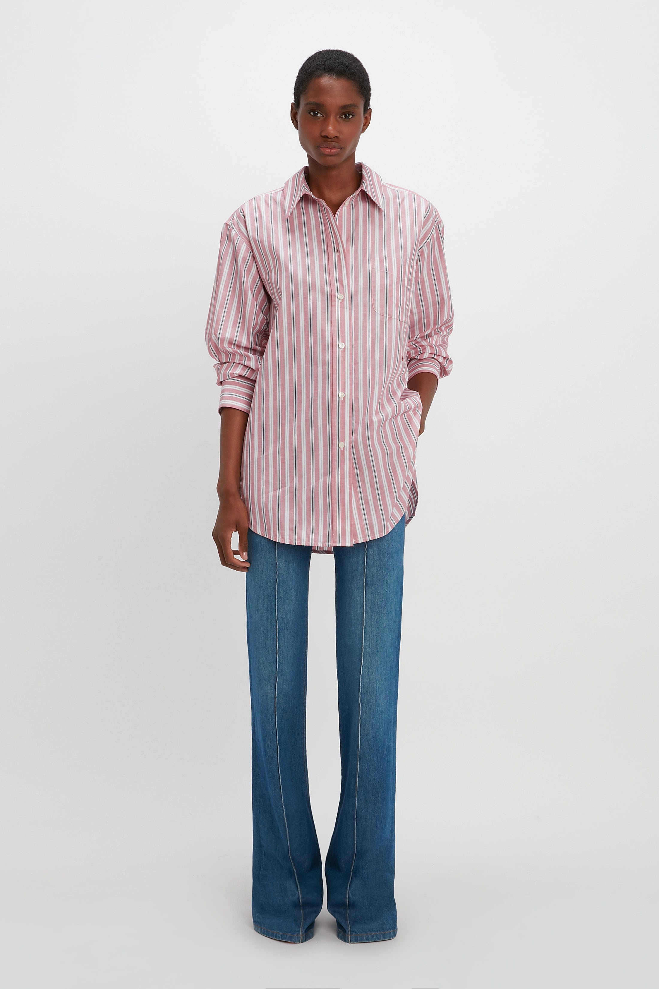 Oversized Shirt in Pink Stripe - 2