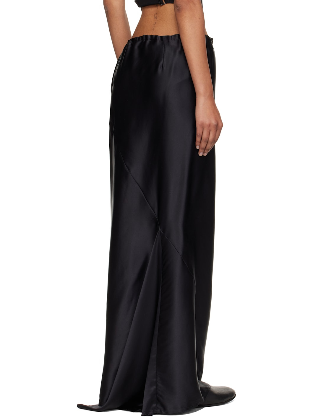 Black Eveline Long Bias Maxi Skirt - 3