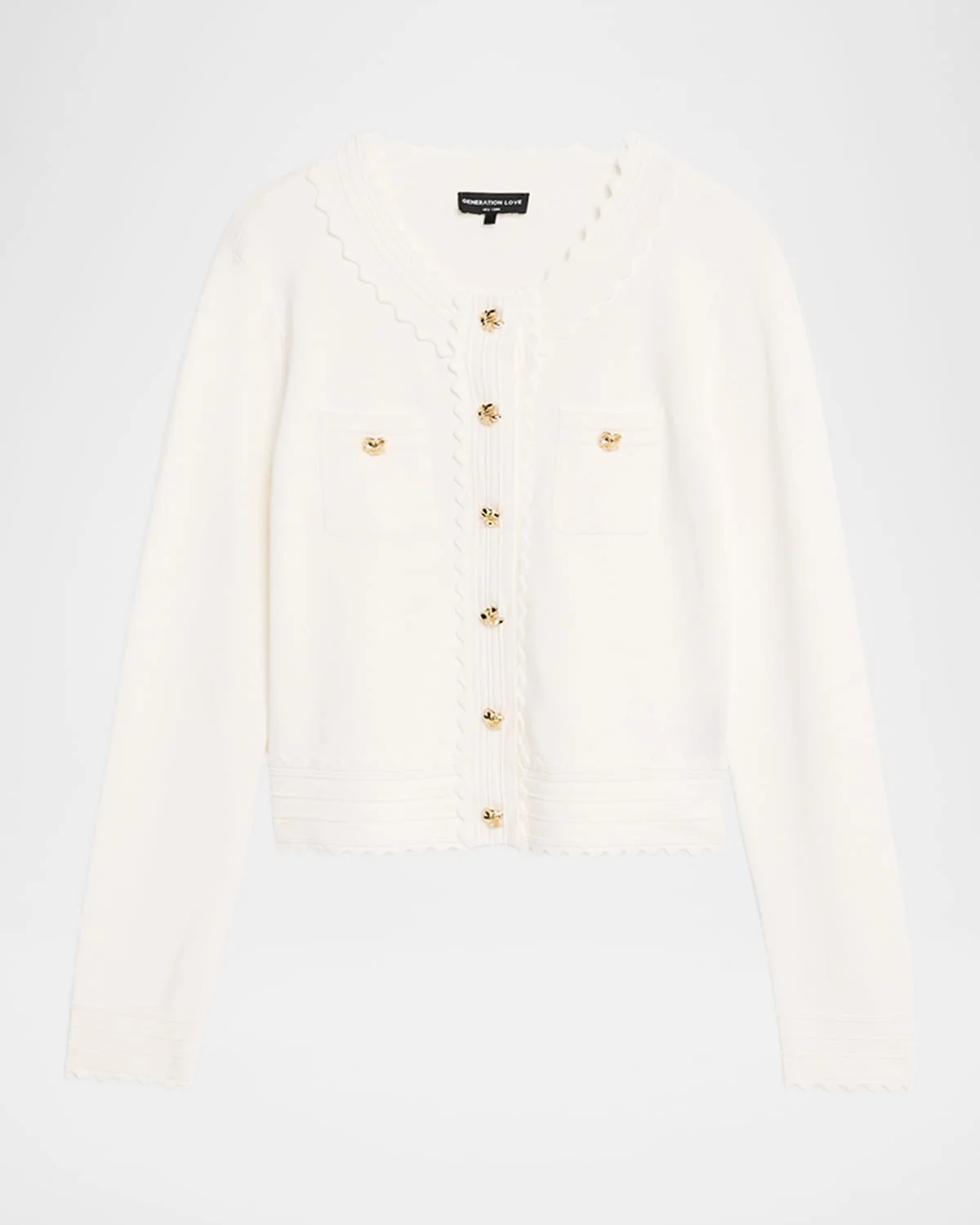 Blossom Scallop-Trim Cardigan - 1