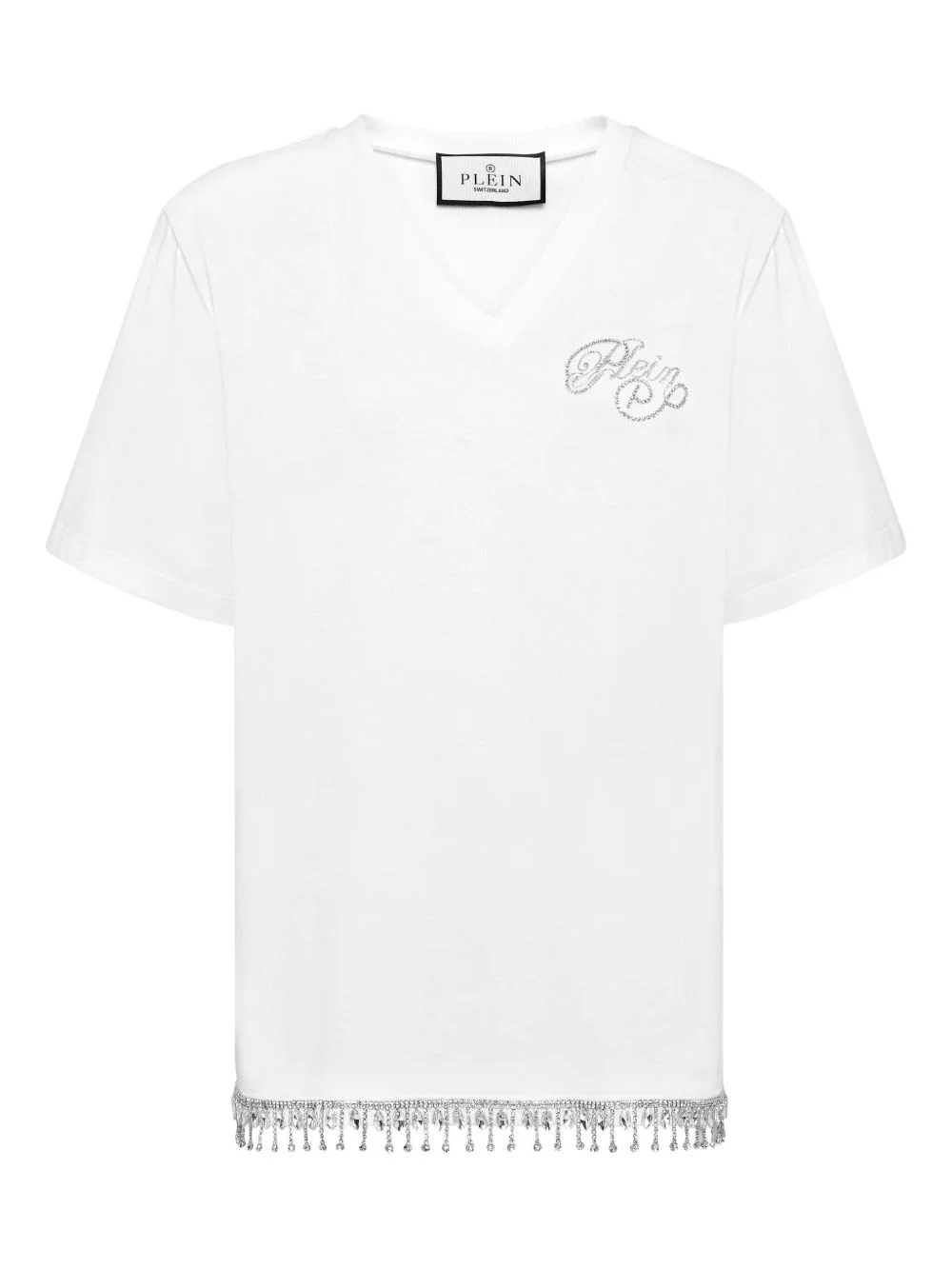 crystal-embellished V-neck T-shirt - 1