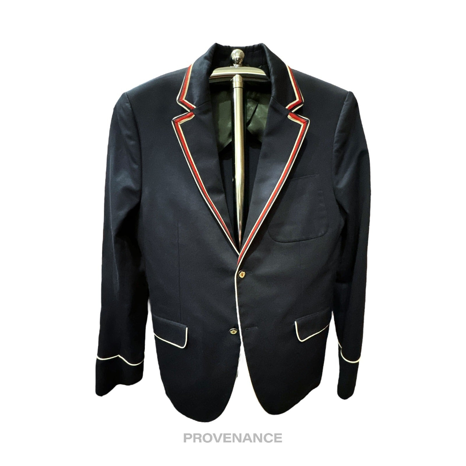 Gucci Contrast Piping Blazer Jacket Coat - Navy Blue 46 - 5
