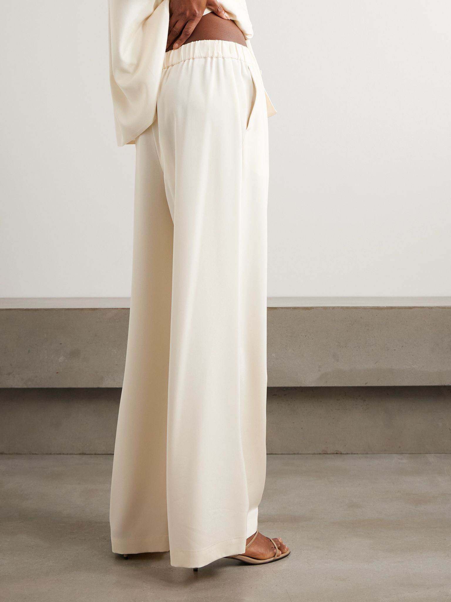 Bonn silk-blend wide-leg pants Ivory - 3