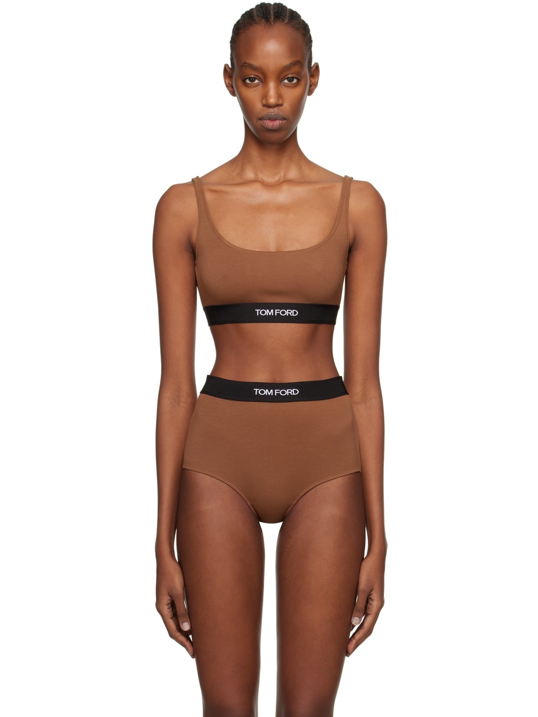 Brown Square Neck Bra - 1