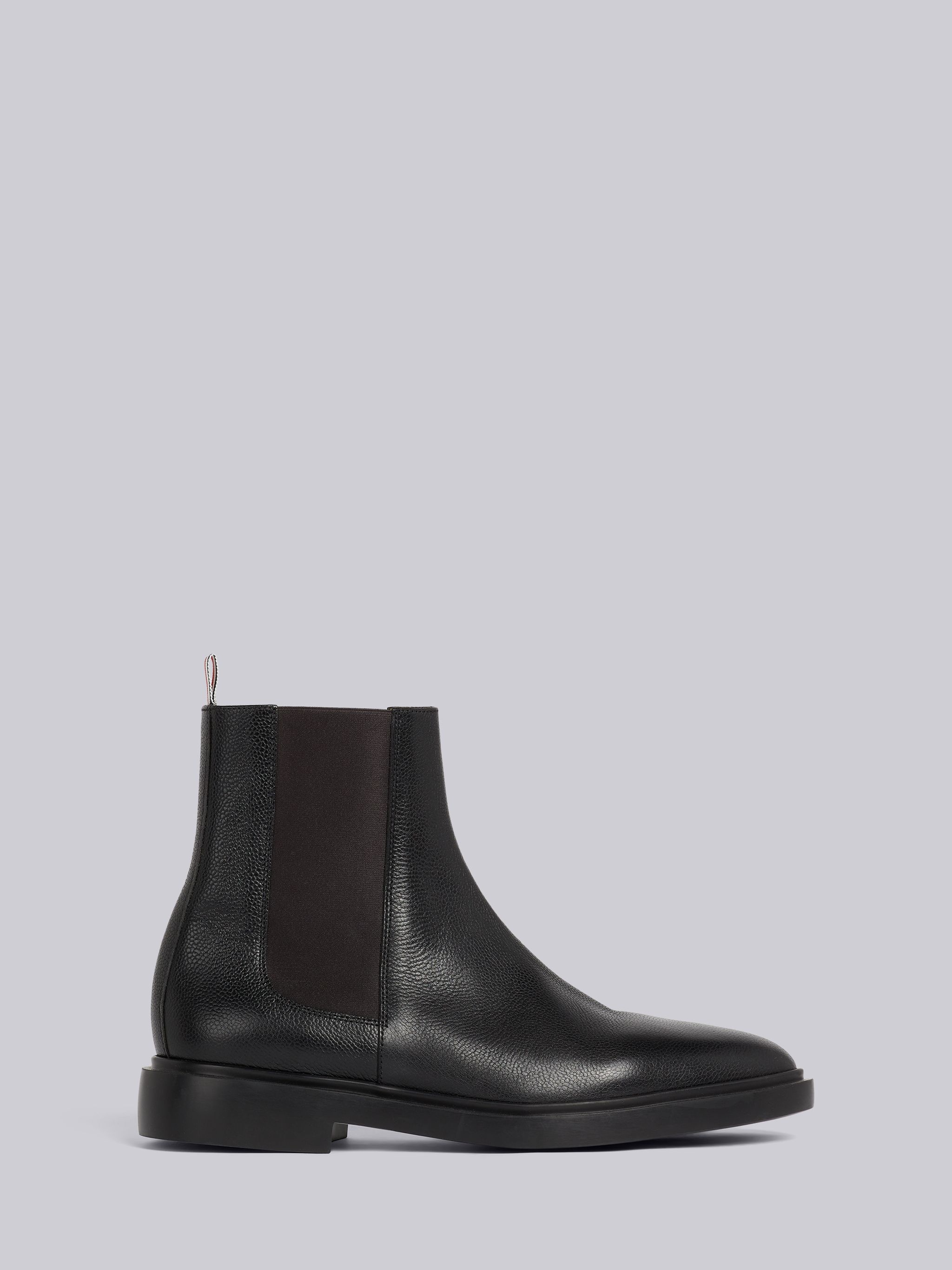 Black Pebble Grain Leather 4-Bar Lightweight Sole Chelsea Boot - 1