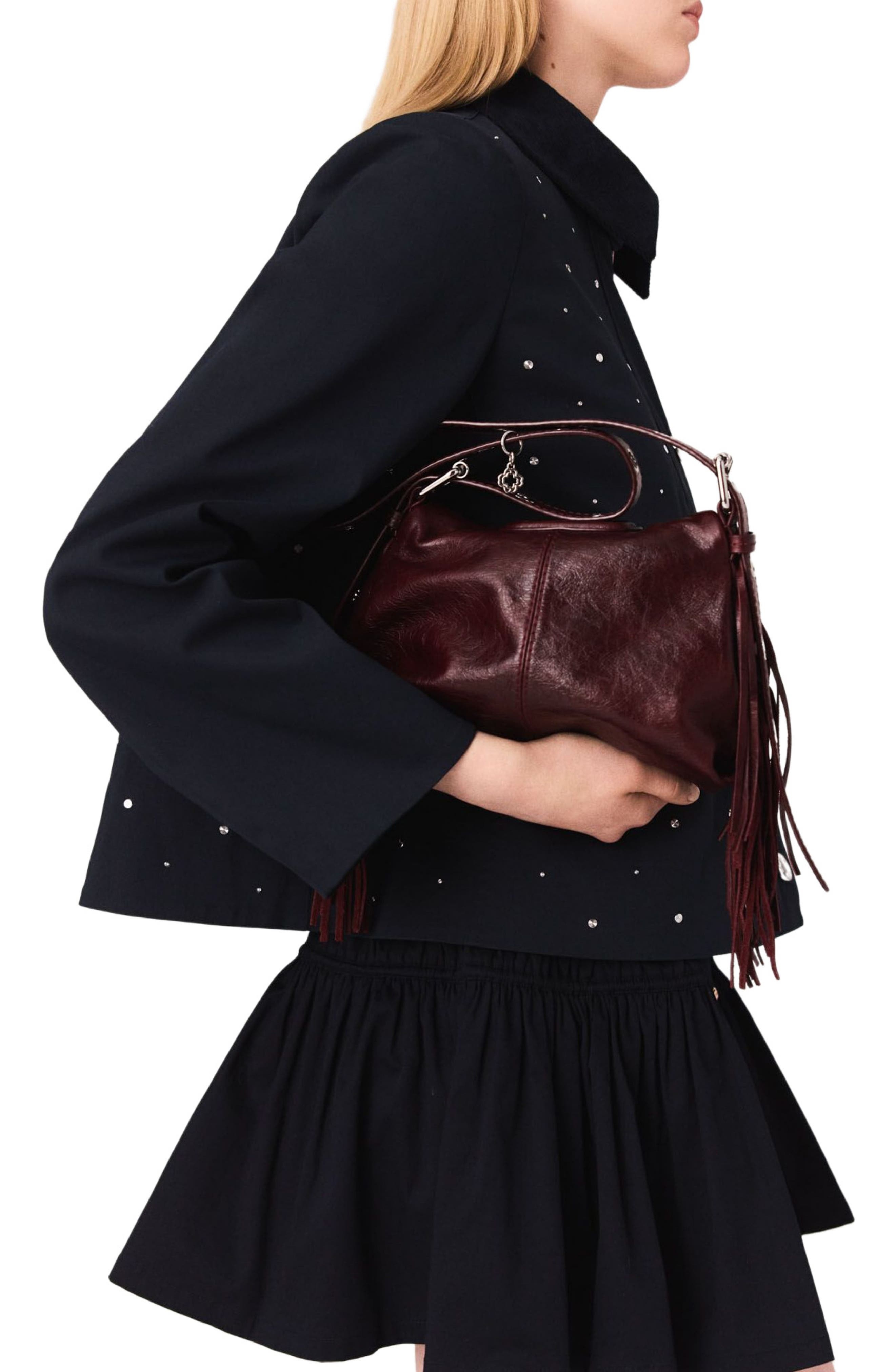 maje Cropped velvet collar jacket in Navy at Nordstrom - 8