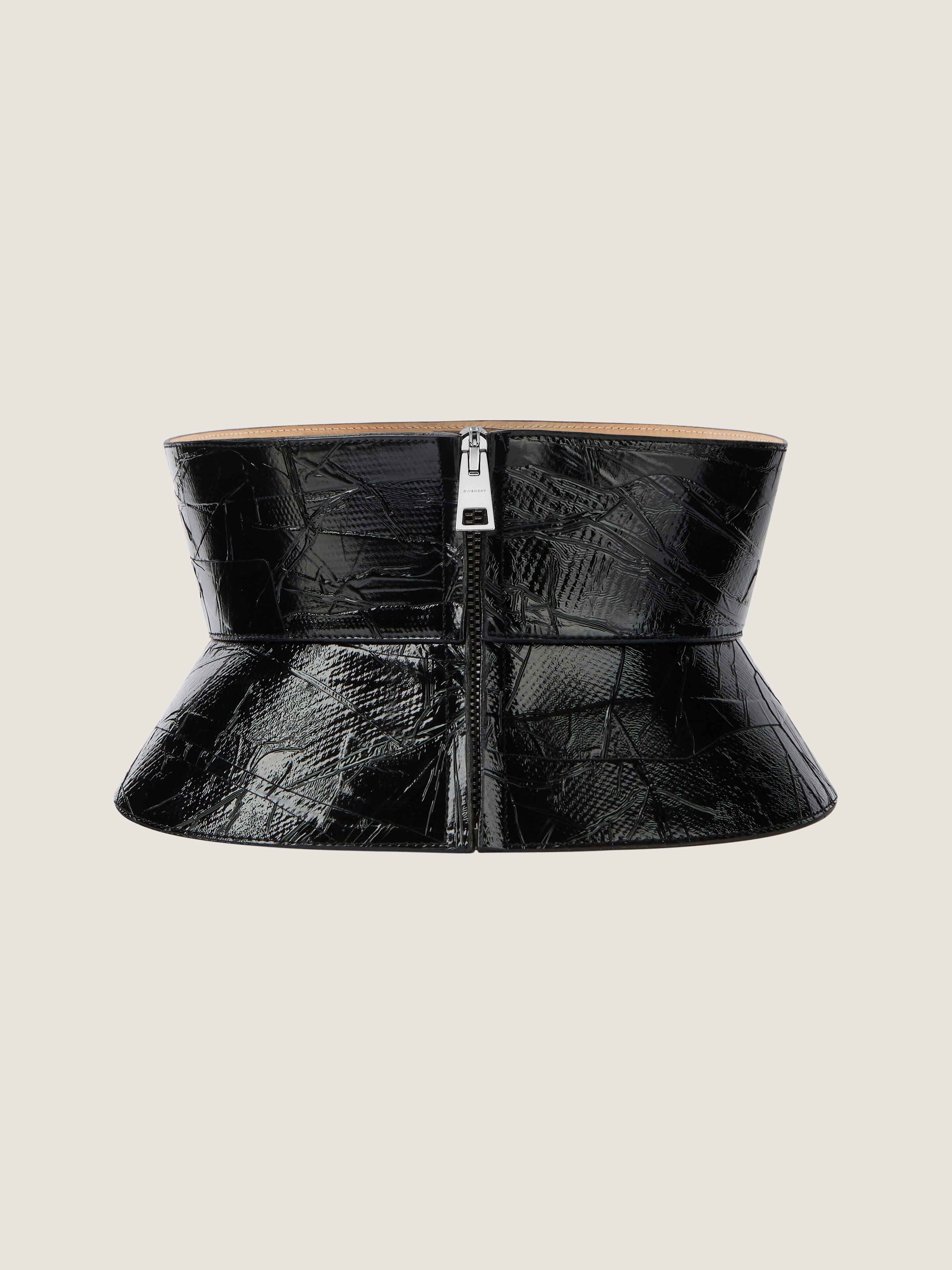 CORSET BELT IN LEATHER WITH TAPE PRINT - 4