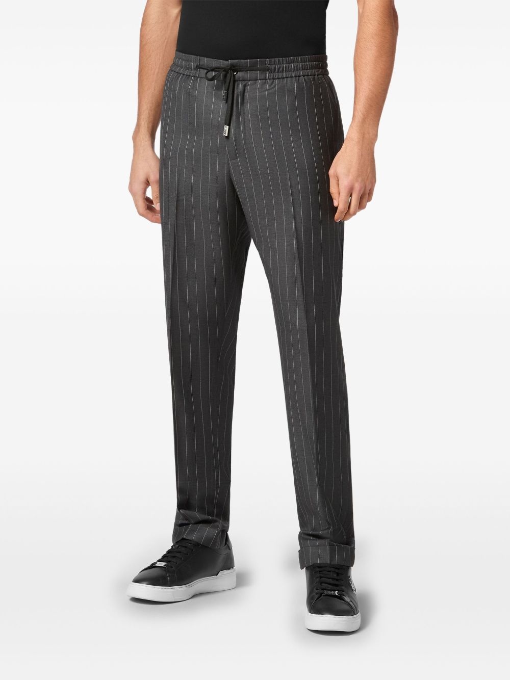 wool pinstripe jogging trousers - 3