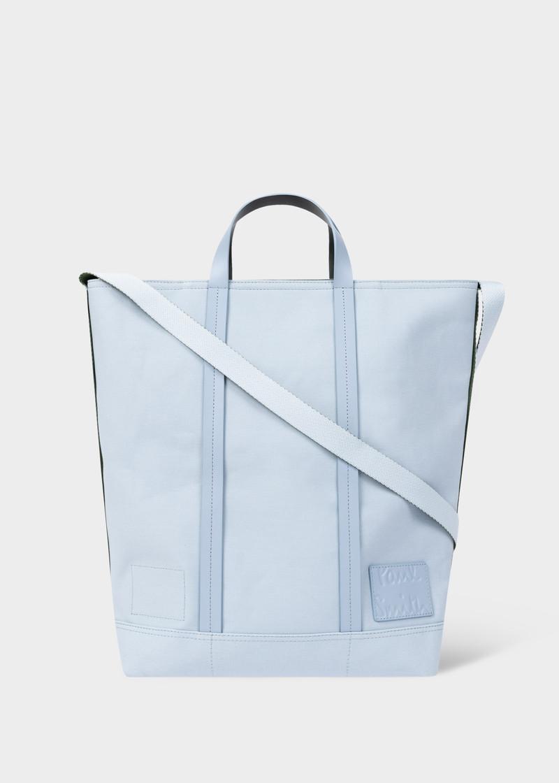 Sky Blue Canvas Reversible Tote Bag With Shoulder Strap 1
