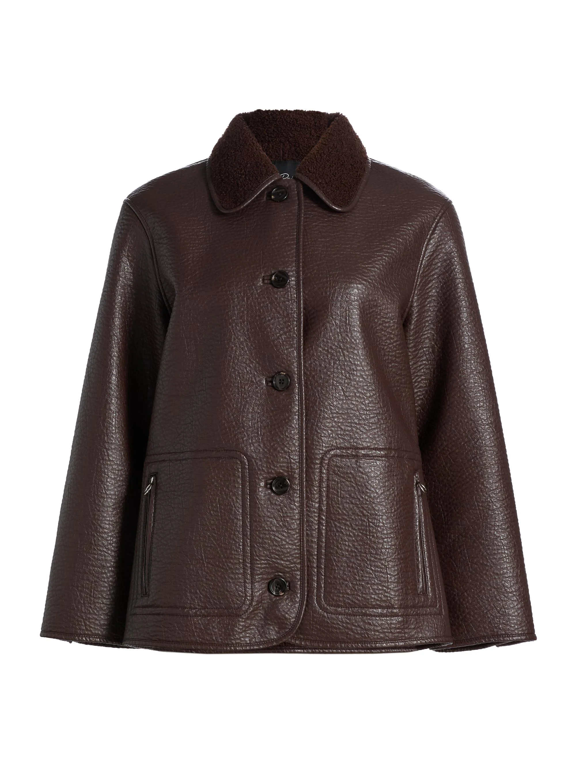 Women's Luis Faux-Leather & -Shearling Jacket - Walnut - 1