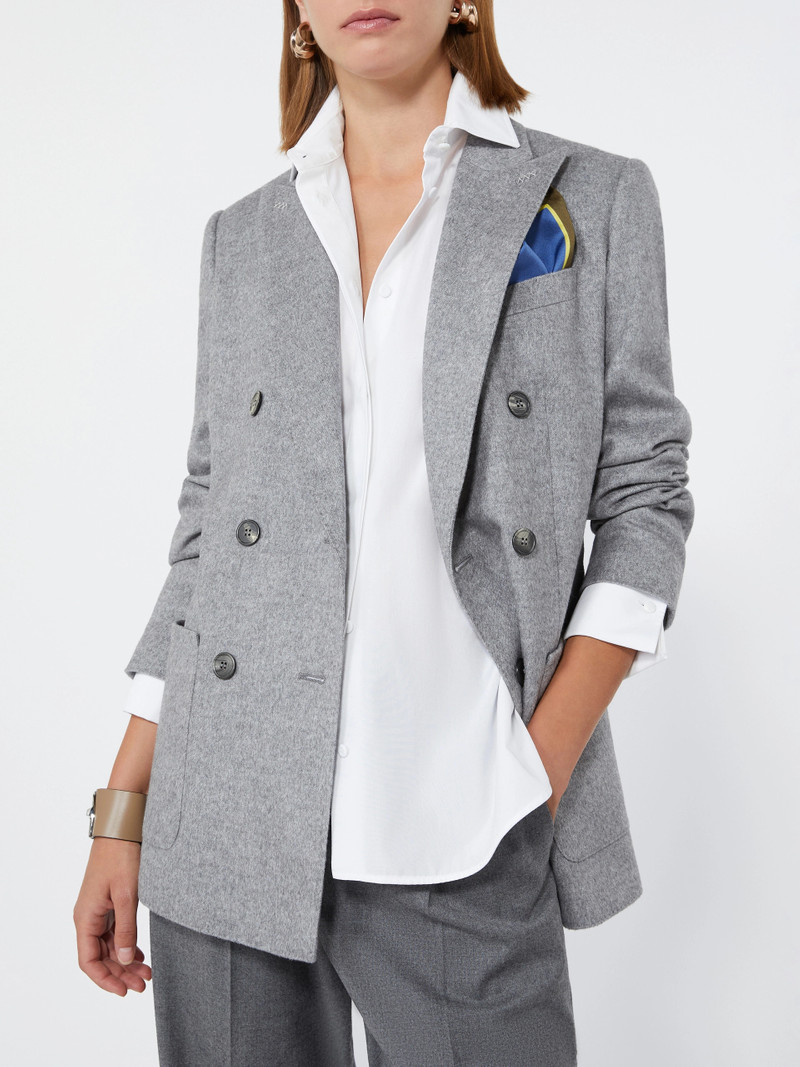 FLASH Double-breasted silk and cashmere blazer - LIGHT GREY 5