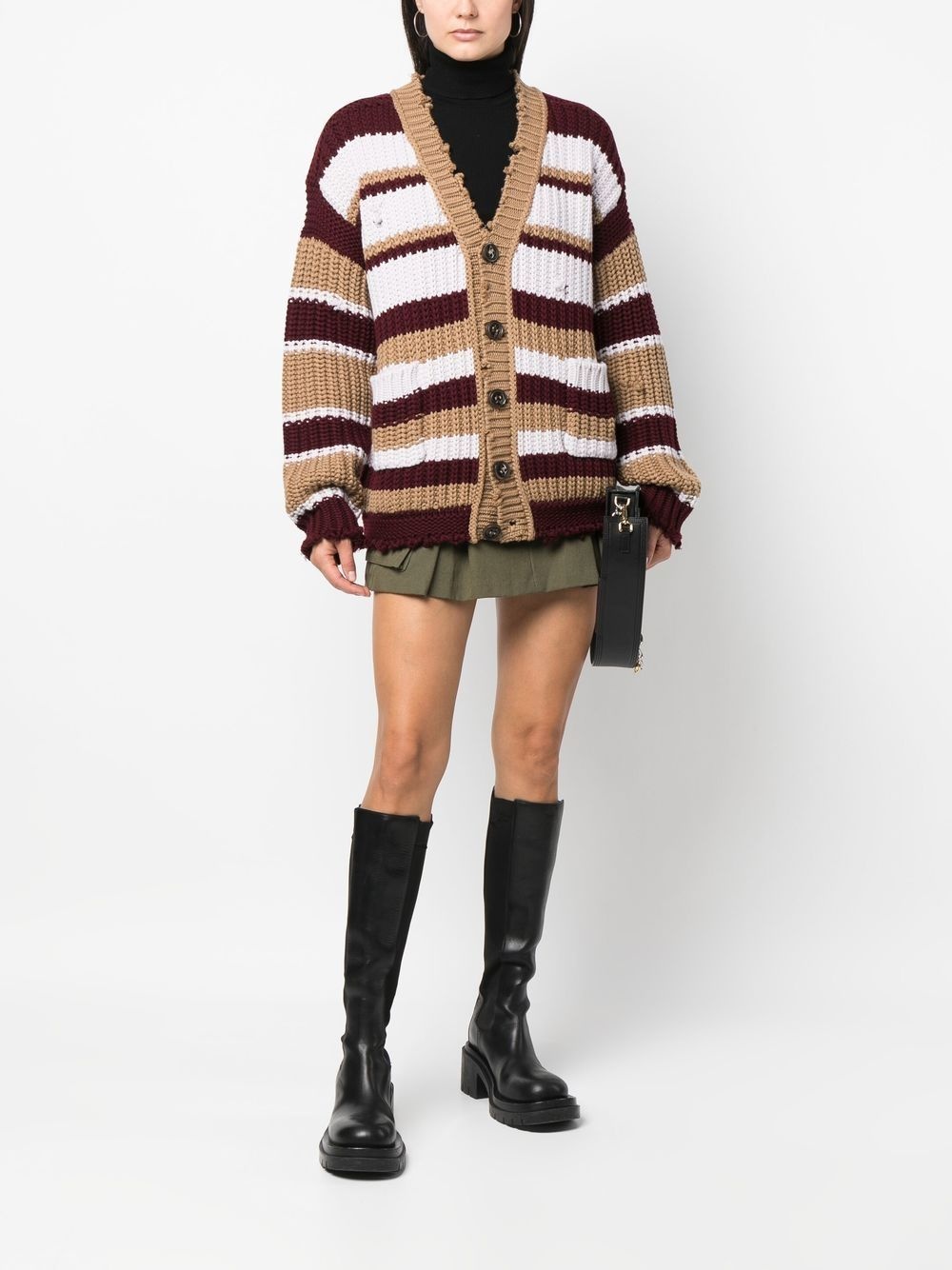 striped buttoned cardigan - 2