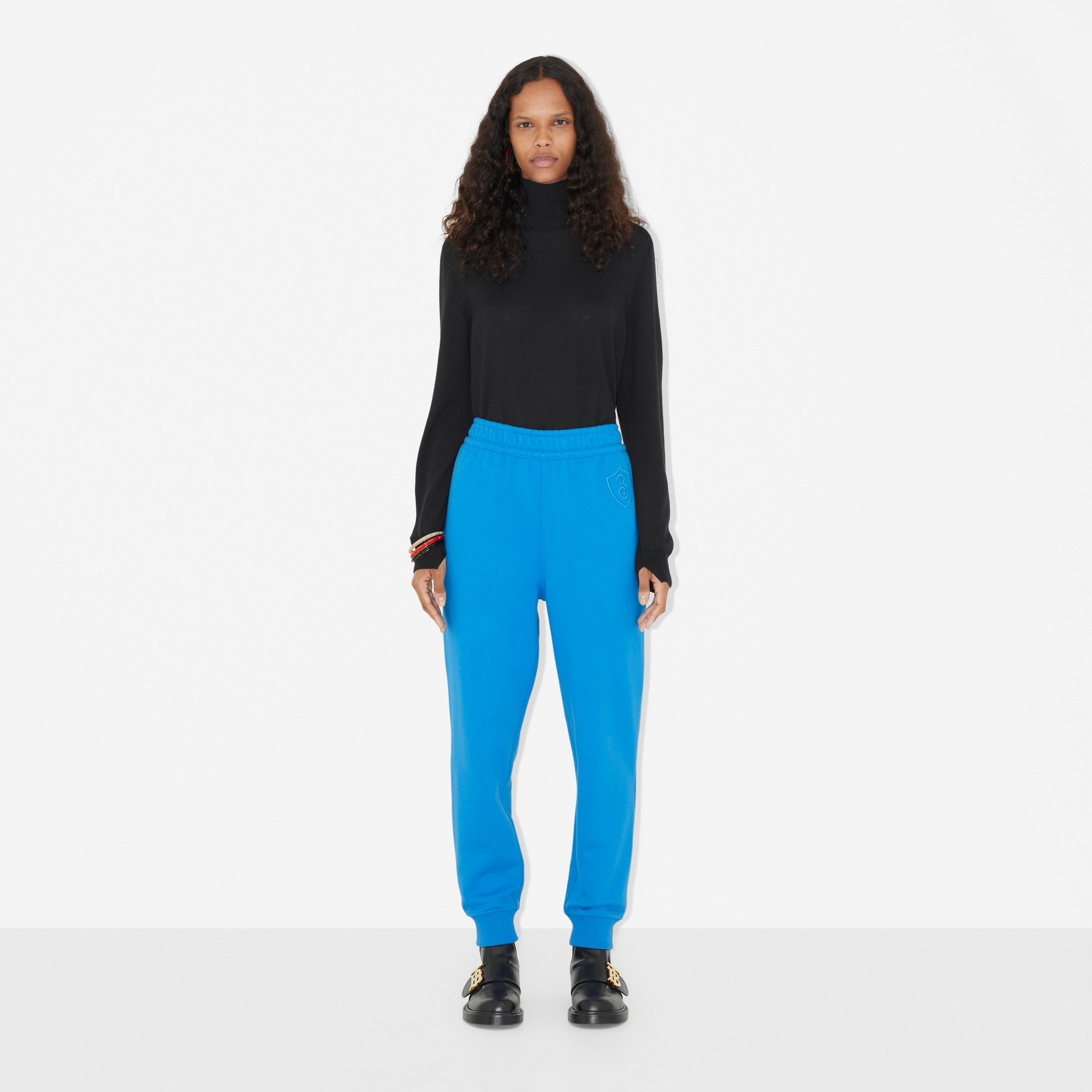 Embroidered Letter Motif Cotton Jogging Pants - 2