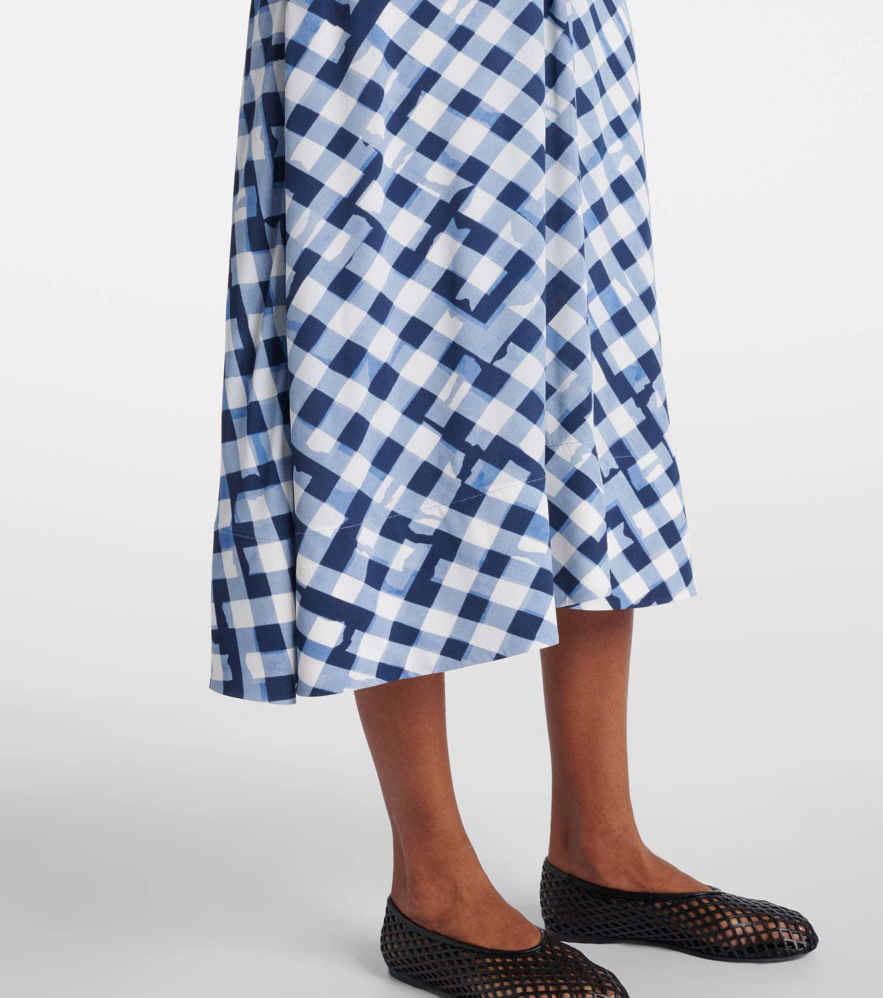 Checked gathered midi dress - 6