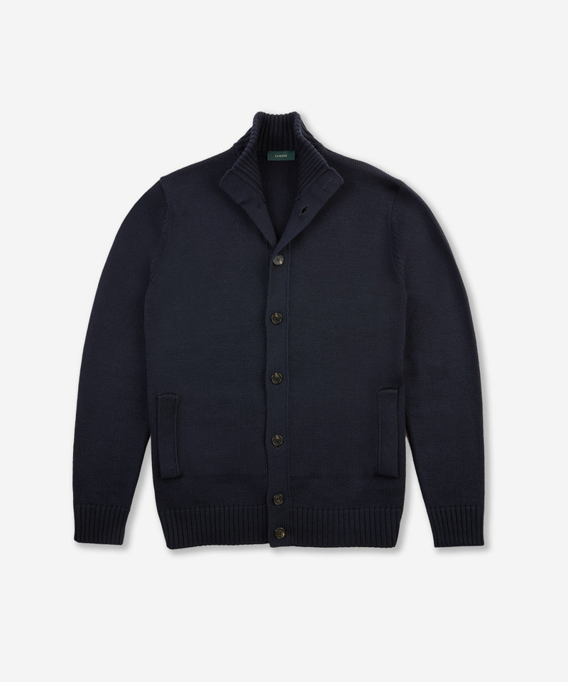 Slim-fit merino wool Bomber cardigan 1