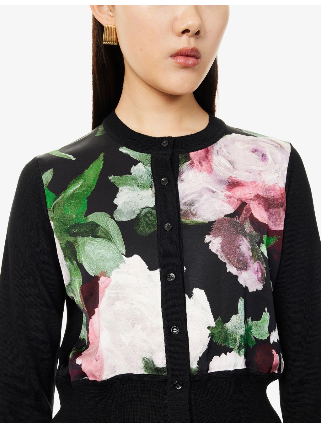 Floral Cropped Wool Knitted Cardigan - 5