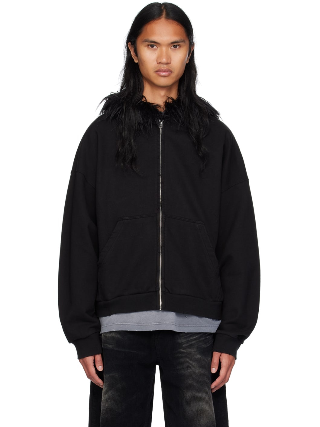 Black Fur Hoodie - 1